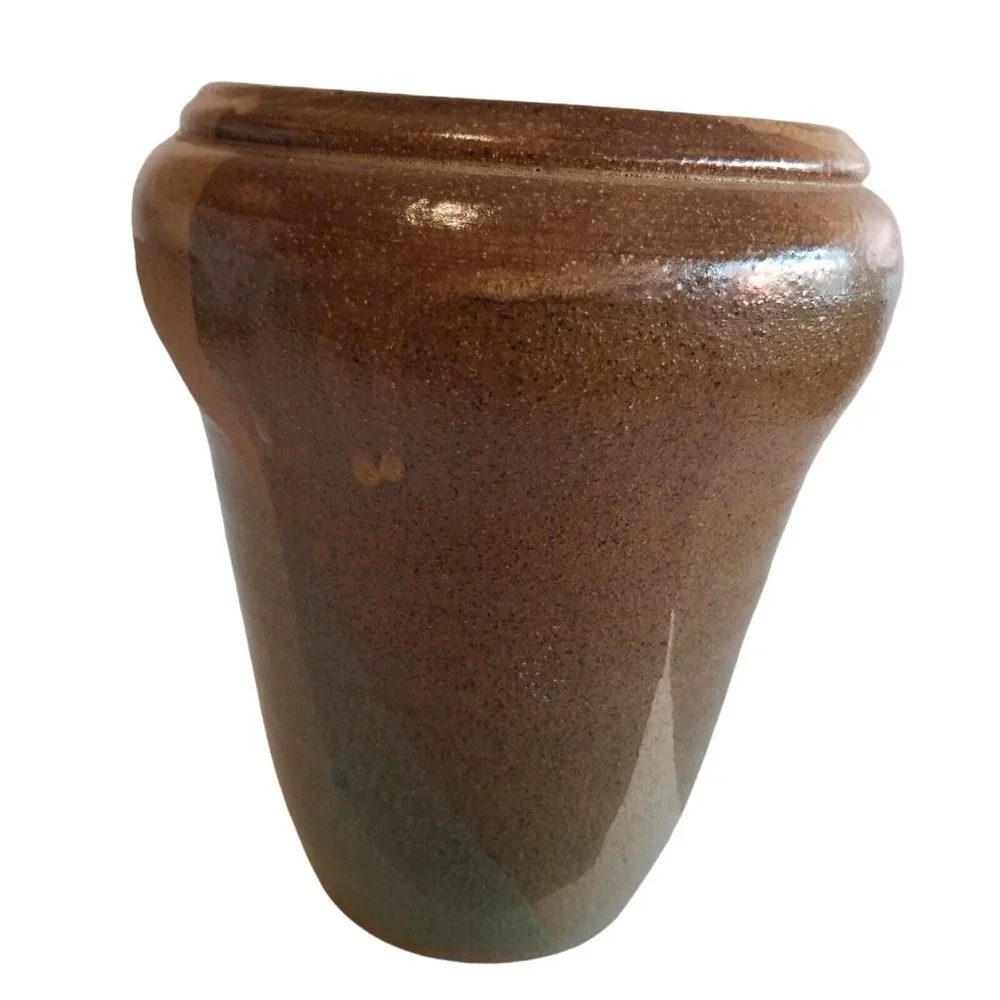 Vintage Studio Pottery Vase Pot Planter Dipped Layered Glaze Signed Decorative